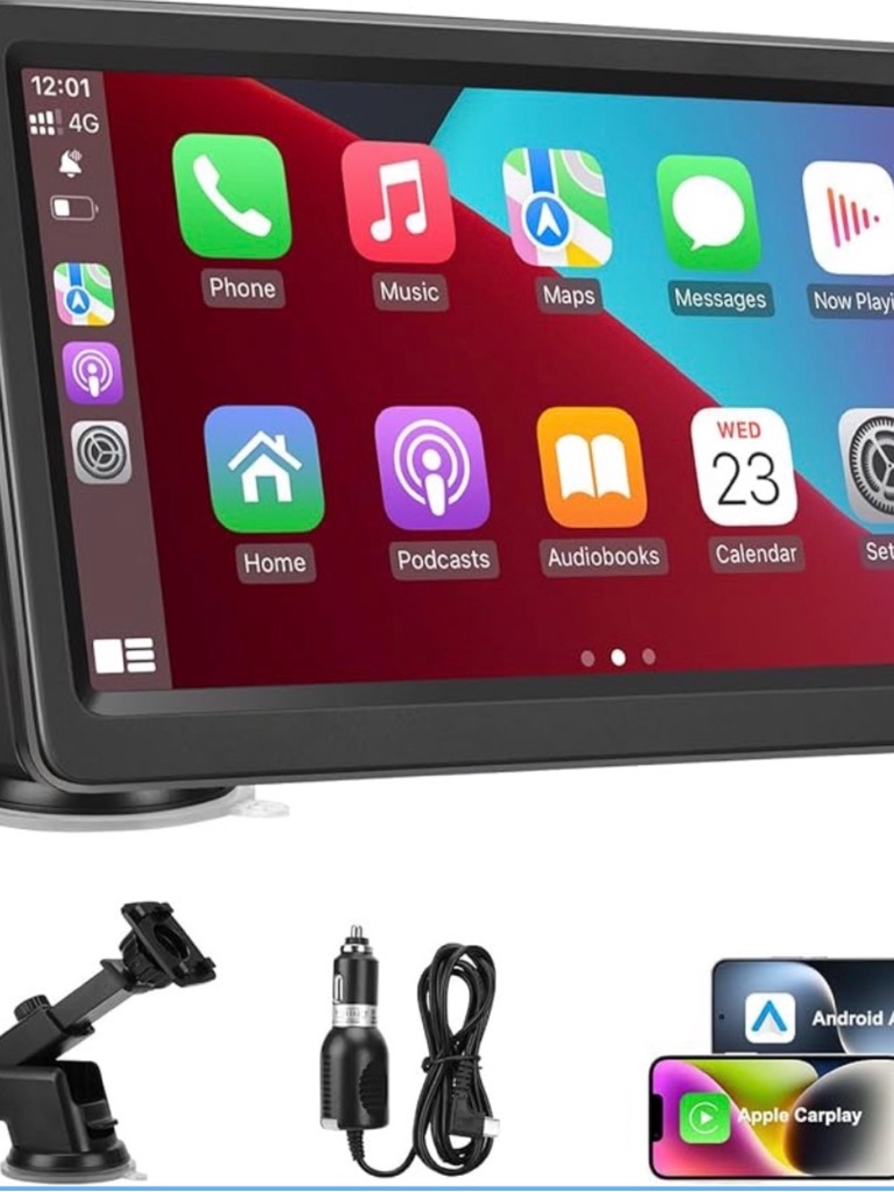 Double DIN Car Multimedia Receiver with Apple CarPlay - Black
